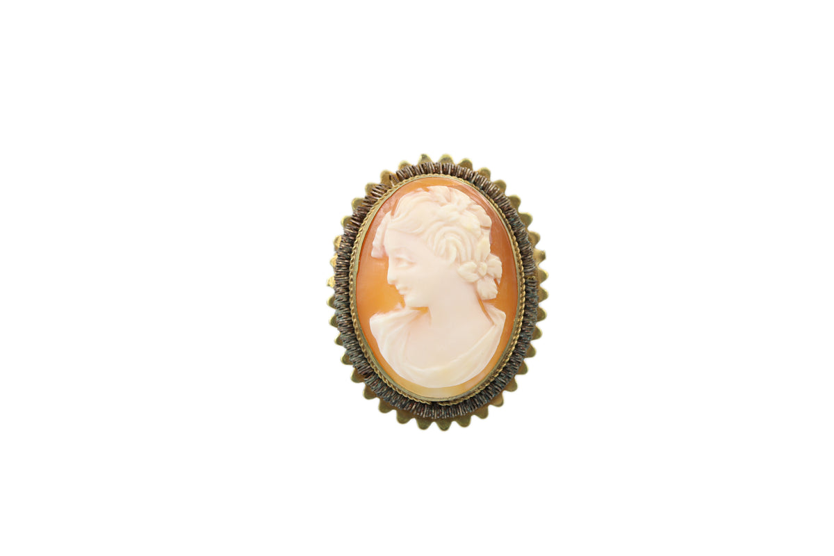 9金GENUINE ITALIAN HAND CARVED CAMEO 9金GENUINE ITALIAN HAND CARVED CAMEO ブローチ・コサージュ