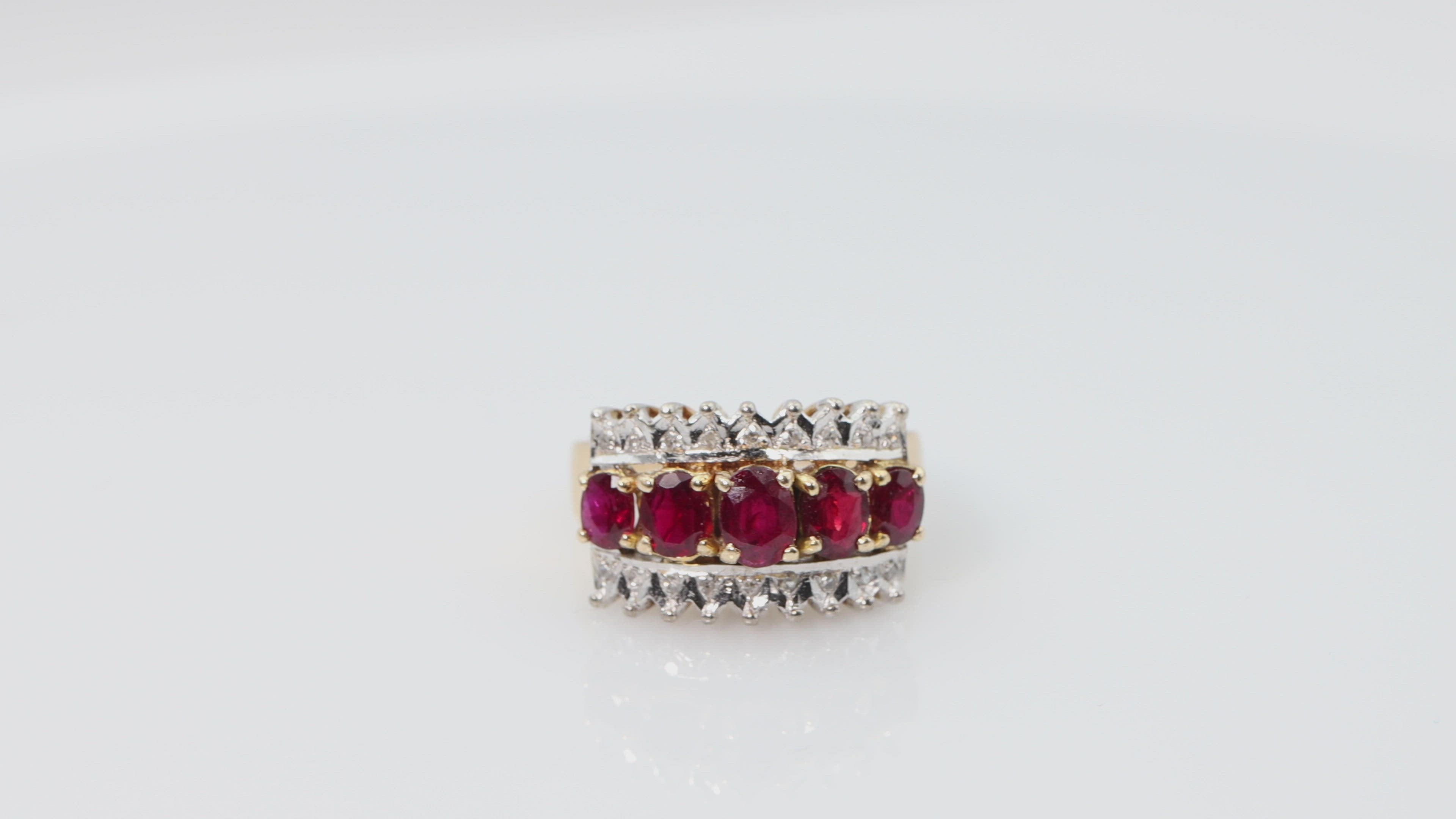 Diamond and Garnet Ring in 14k Yellow Gold