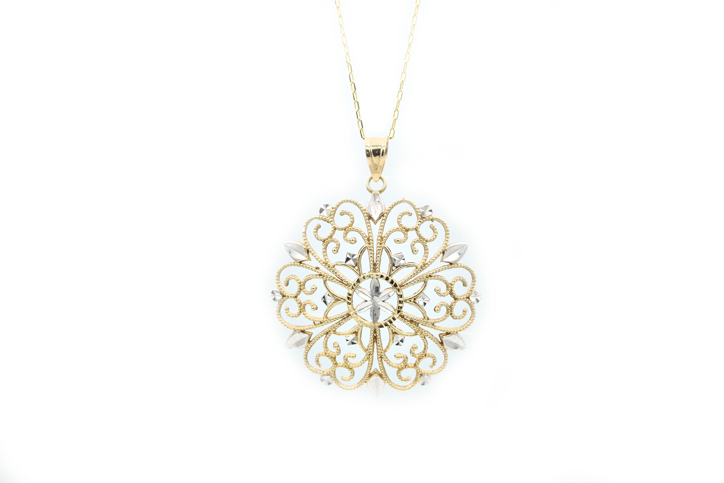 Yellow Gold Filigree Round Star Burst