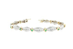 Load image into Gallery viewer, Diamond and Emerald Tennis Bracelet 14k White Gold
