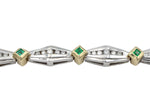 Load image into Gallery viewer, Diamond and Emerald Tennis Bracelet 14k White Gold
