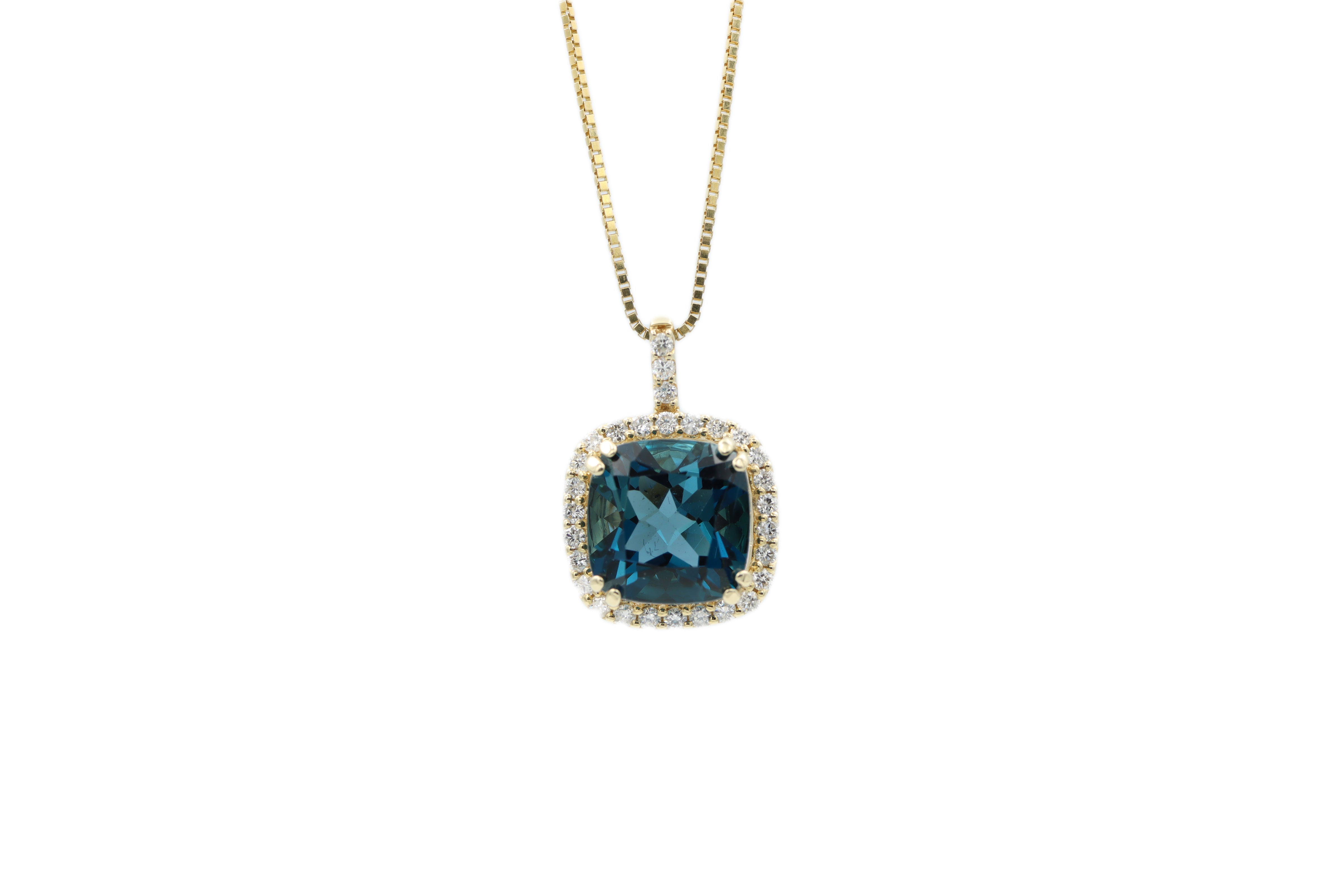 London Blue Topaz Pendant 14k Yellow Gold