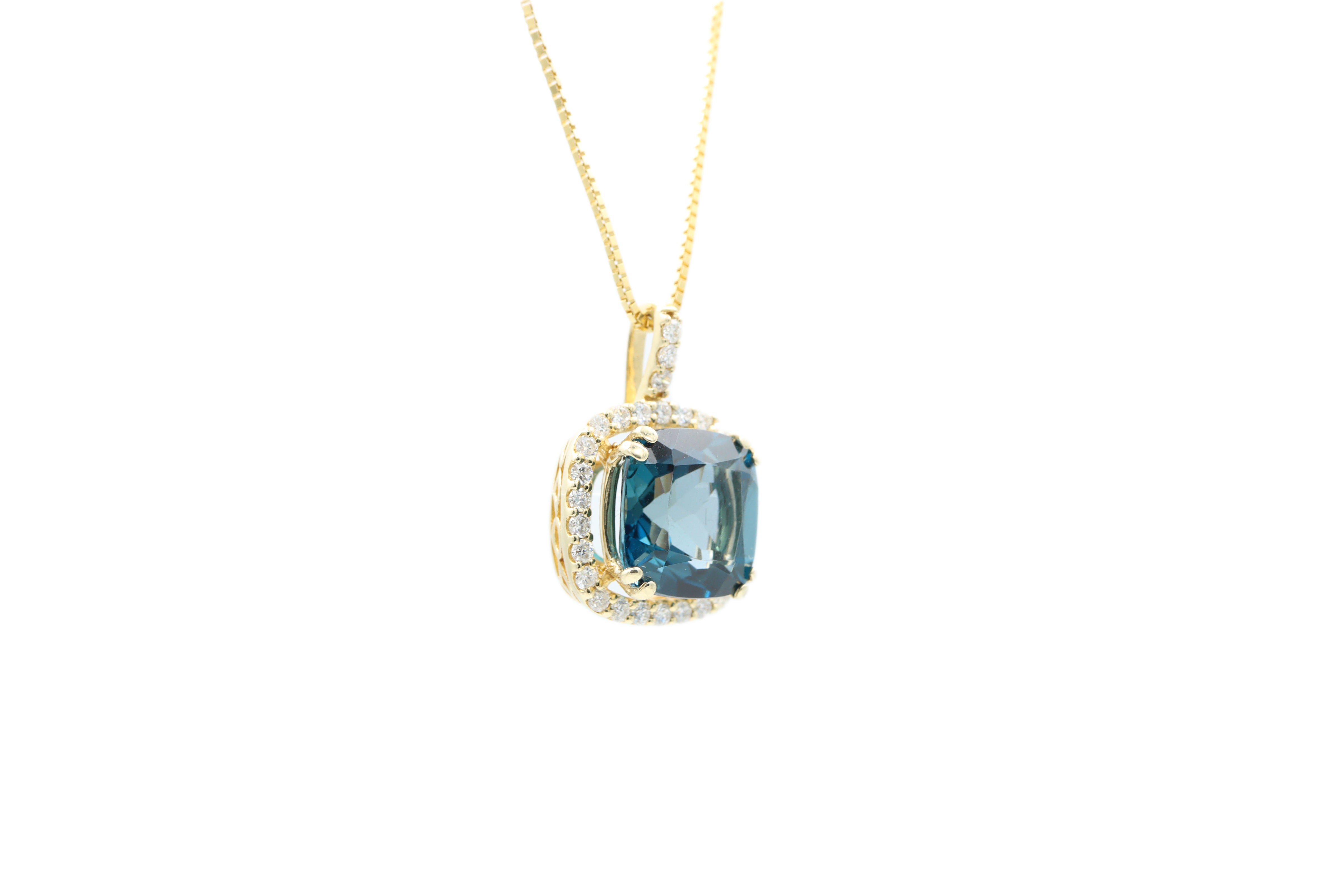 London Blue Topaz Pendant 14k Yellow Gold