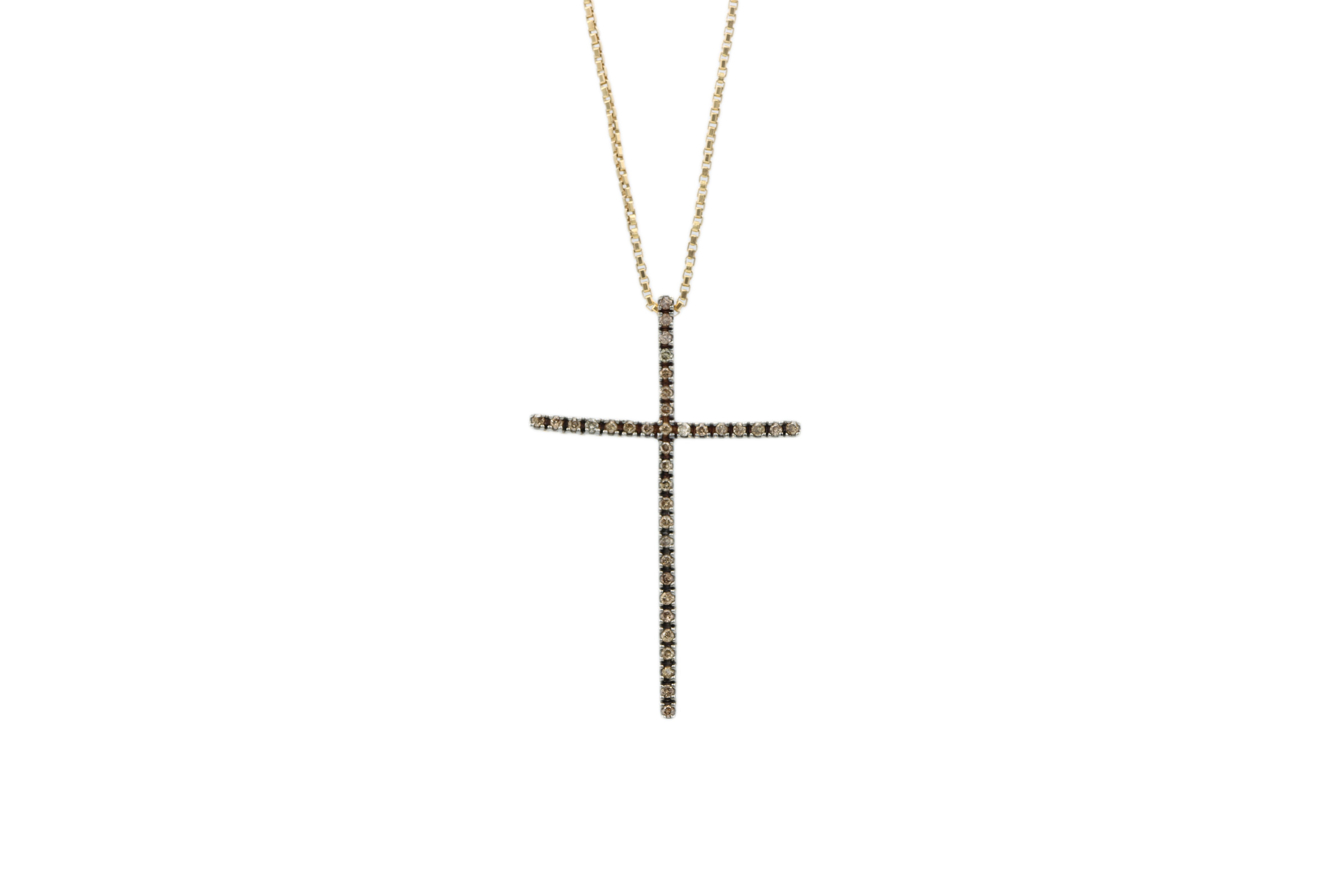 Chocolate Diamond Cross Pendant Necklace