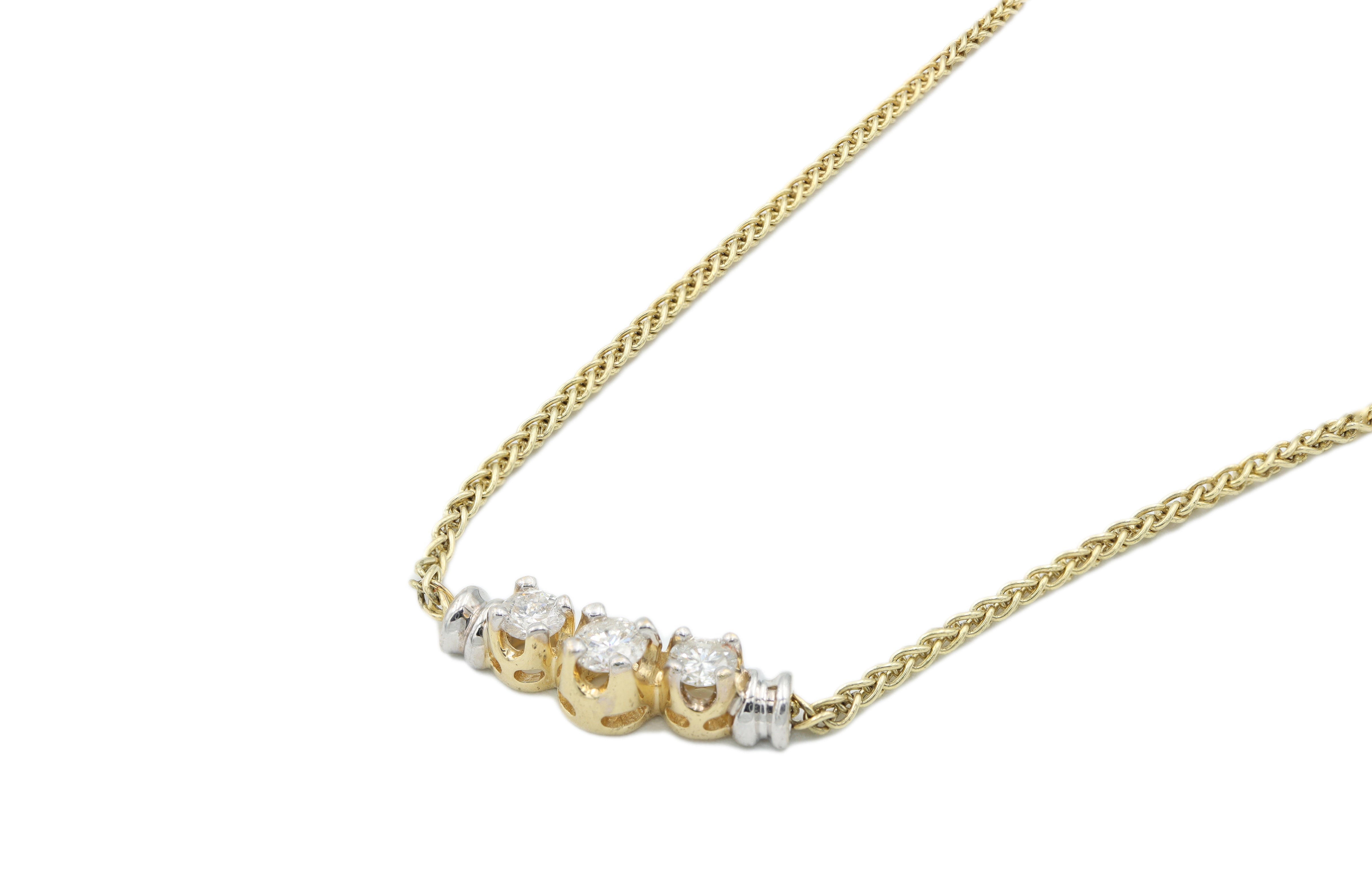 3 Stone Diamond Necklace