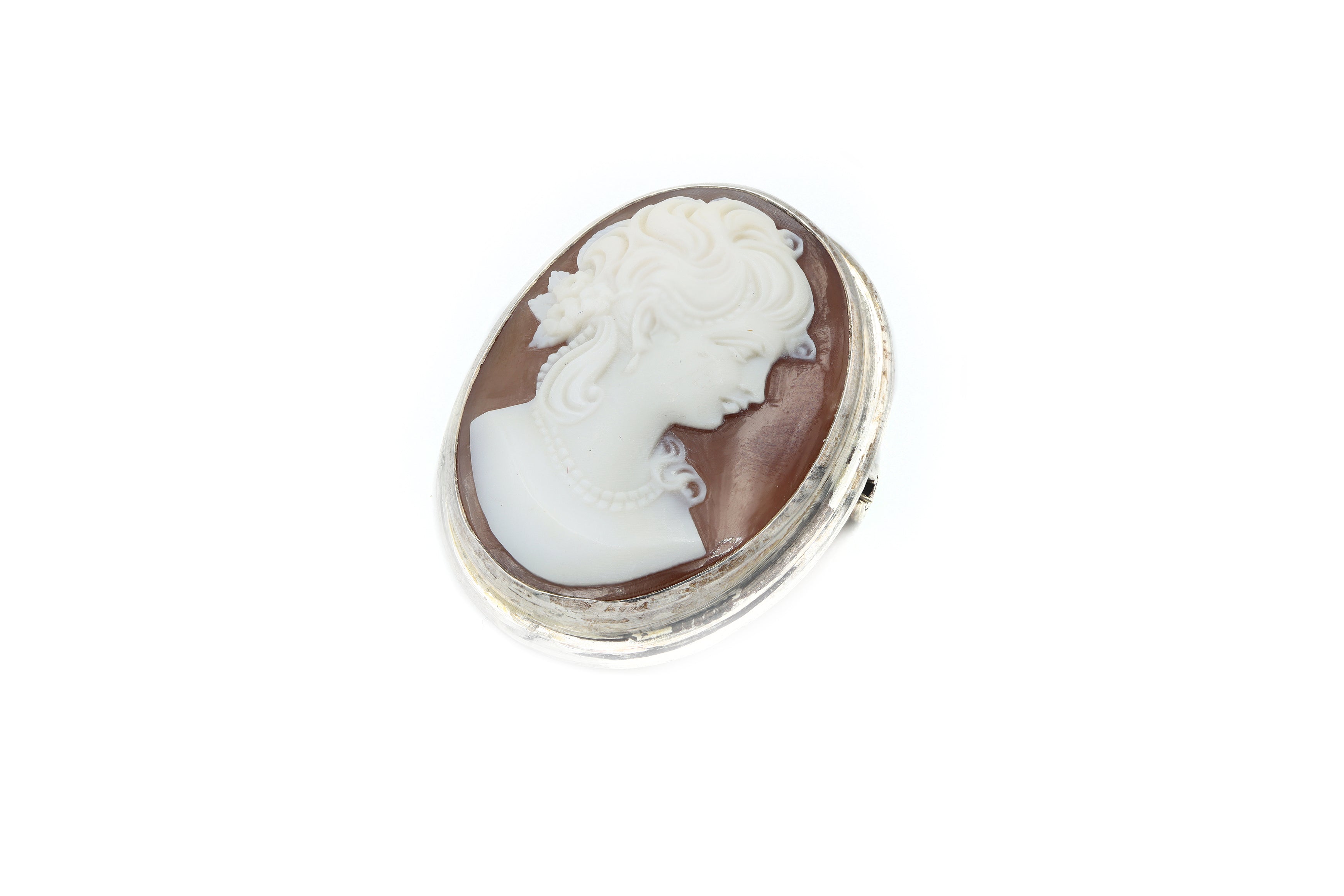 Victorian Lady in White Dark Back Cameo