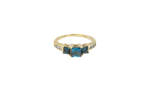 Princess Cut London Blue Topaz with Diamonds