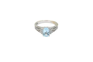 Sky Blue Topaz Ring with Diamonds 14k Yellow Gold