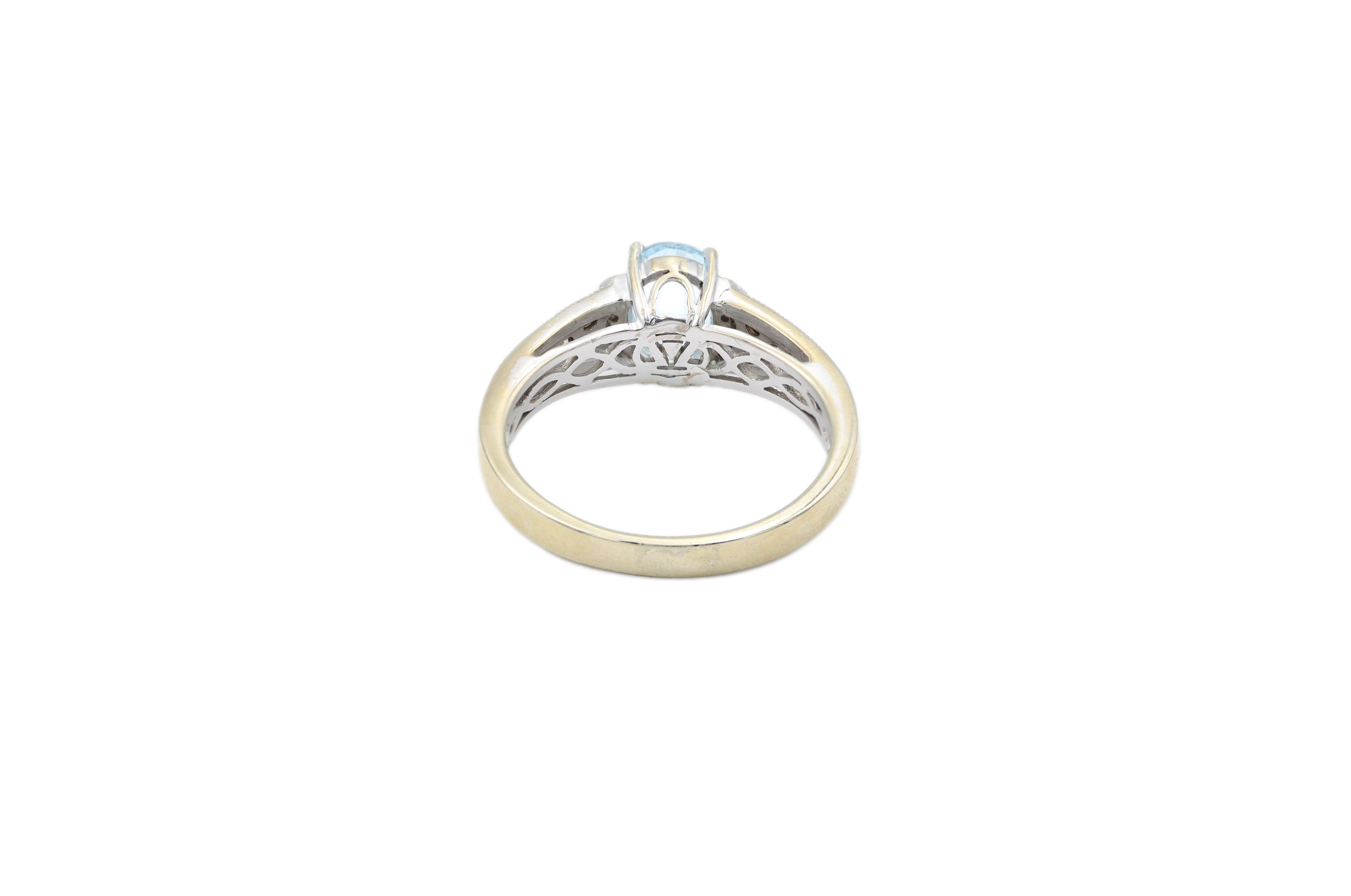 Sky Blue Topaz Ring with Diamonds 14k Yellow Gold