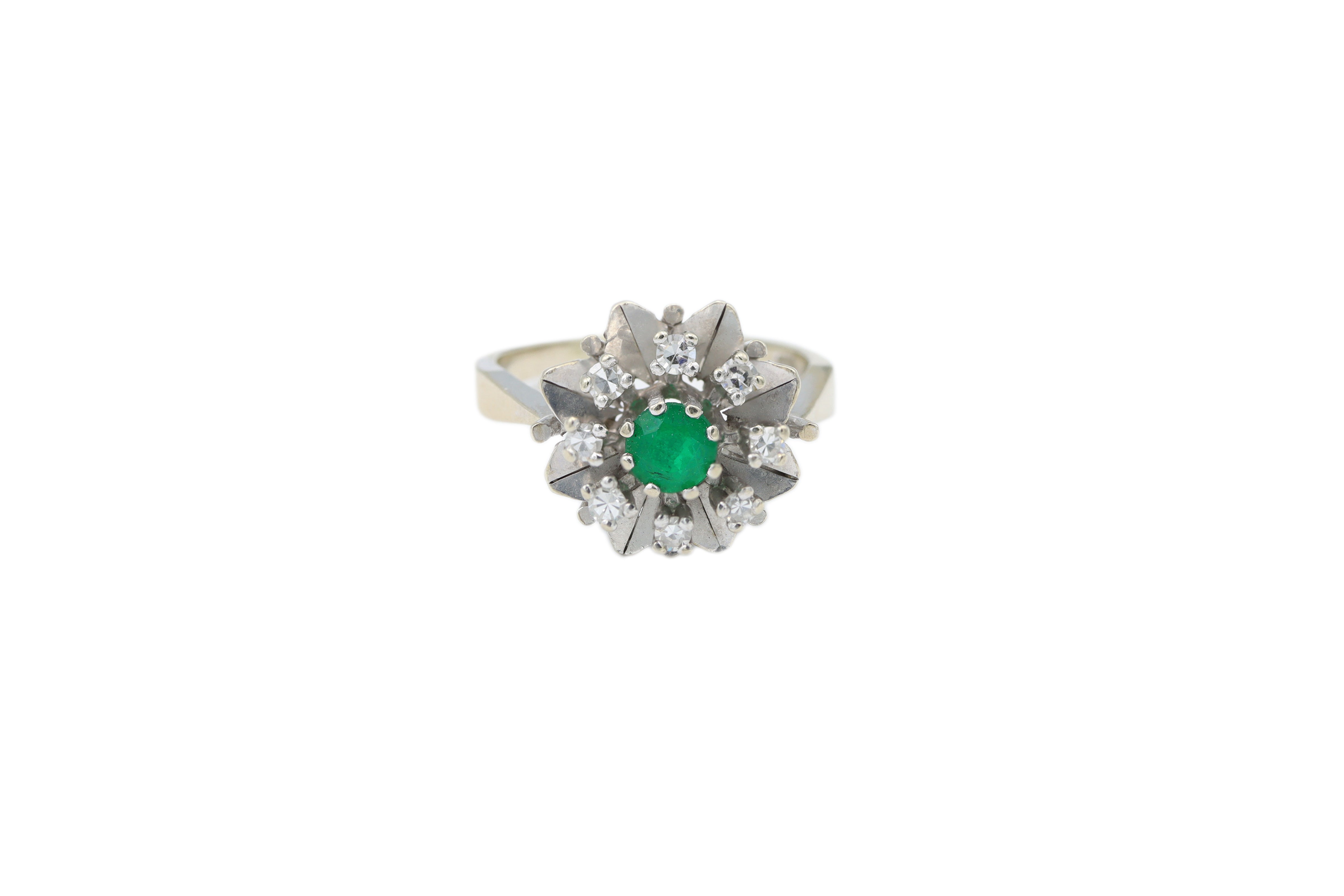 Emerald and Diamond Flower Motif