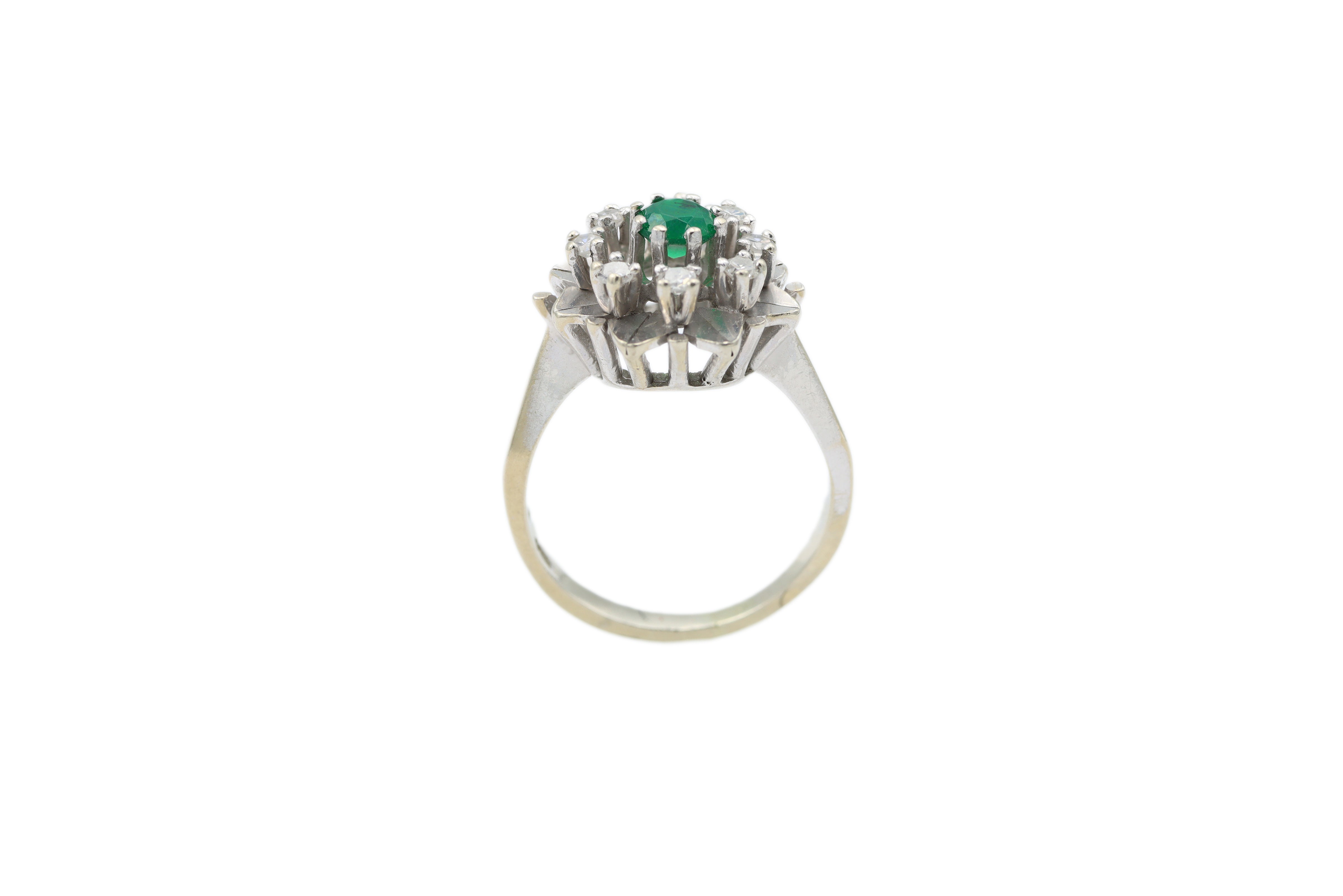 Emerald and Diamond Flower Motif