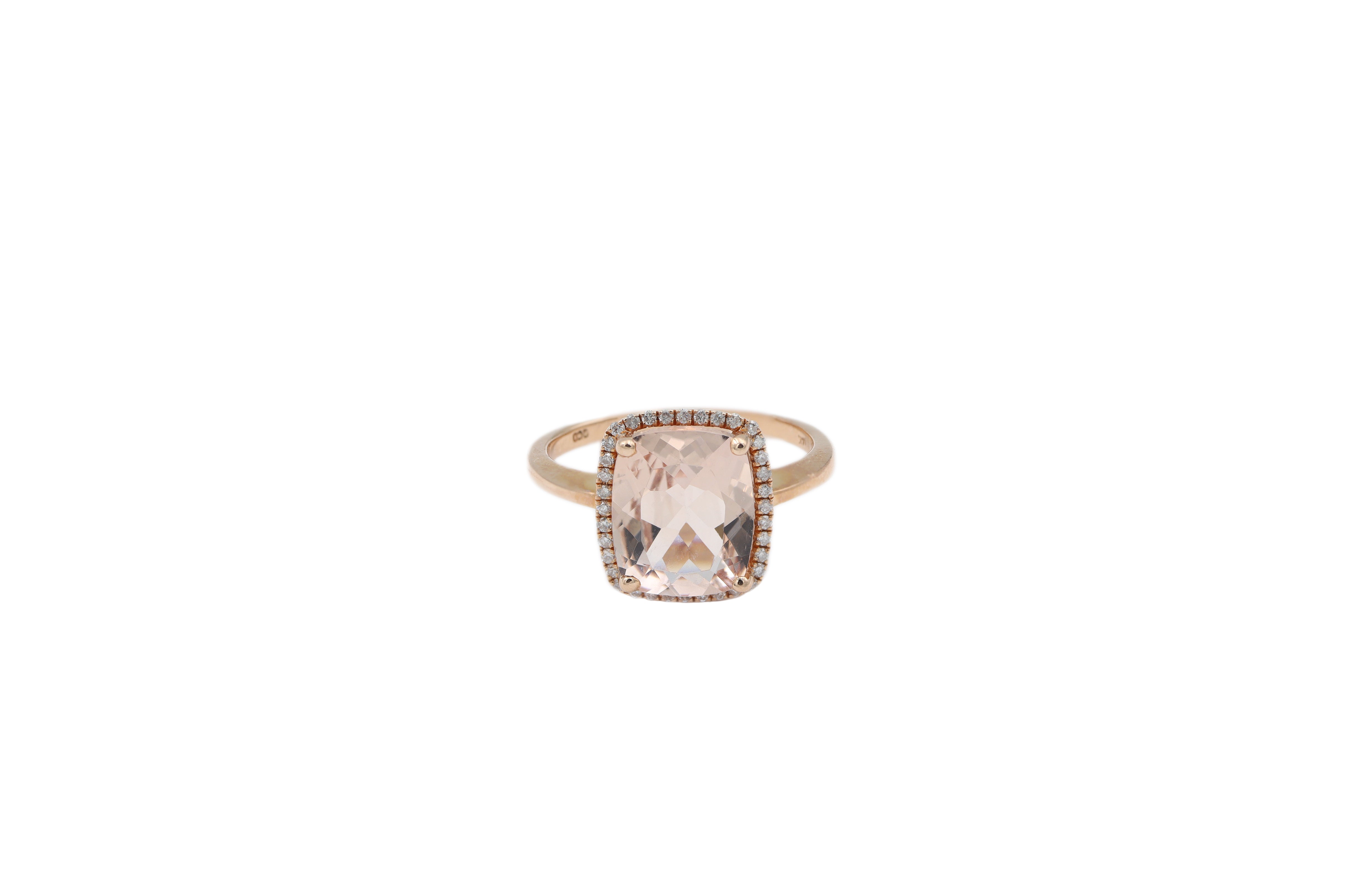 Custom Cut Morganite 14kt Yellow Gold Ring