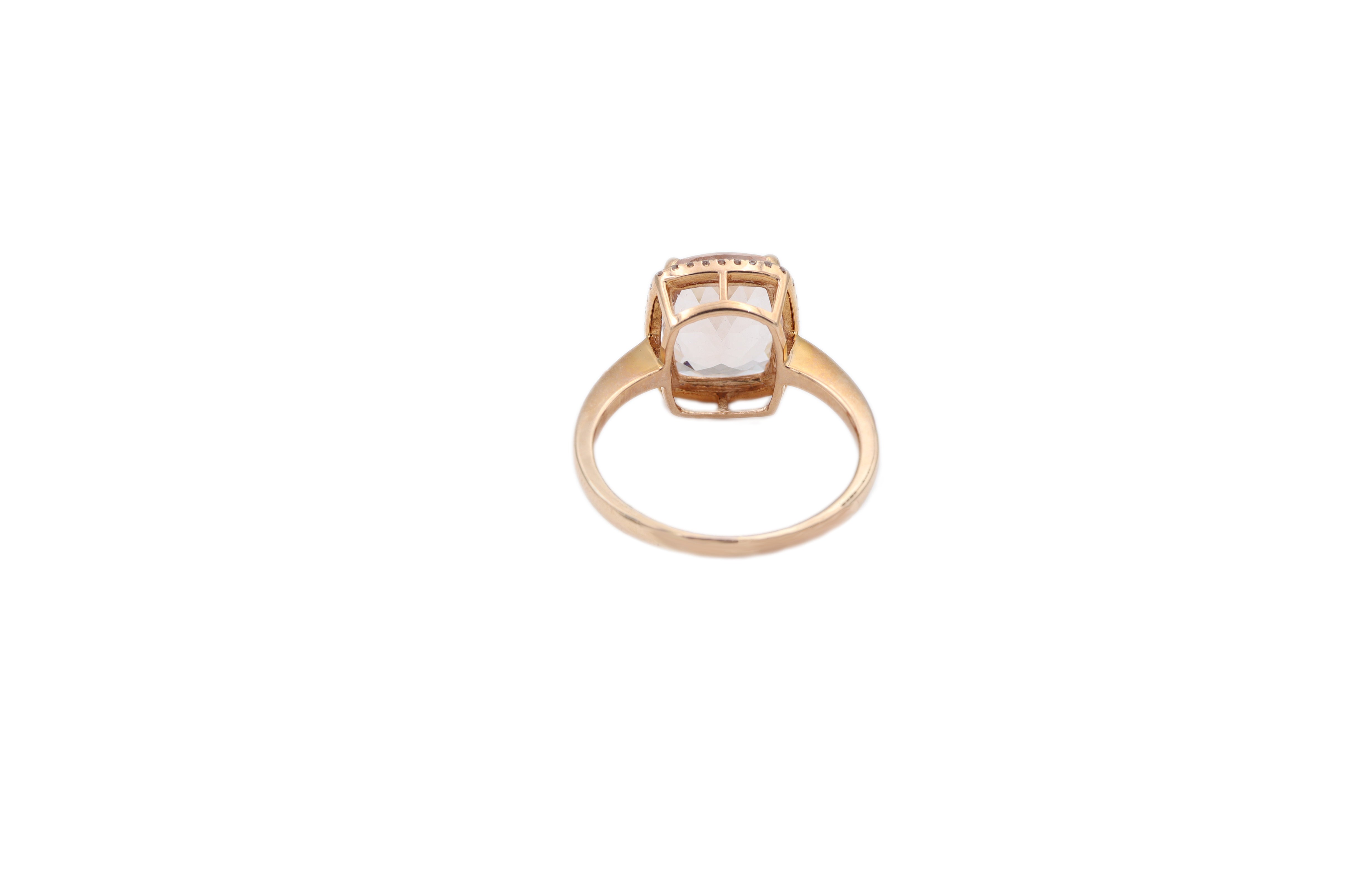 Custom Cut Morganite 14kt Yellow Gold Ring