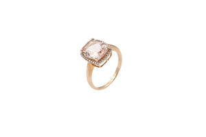 Custom Cut Morganite 14kt Yellow Gold Ring