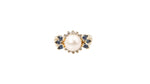 Load image into Gallery viewer, Pearl, Diamond and Sapphire Ring in 14k Yellow Gold
