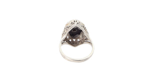 Black Onyx with Diamond Shield in 18k White Gold