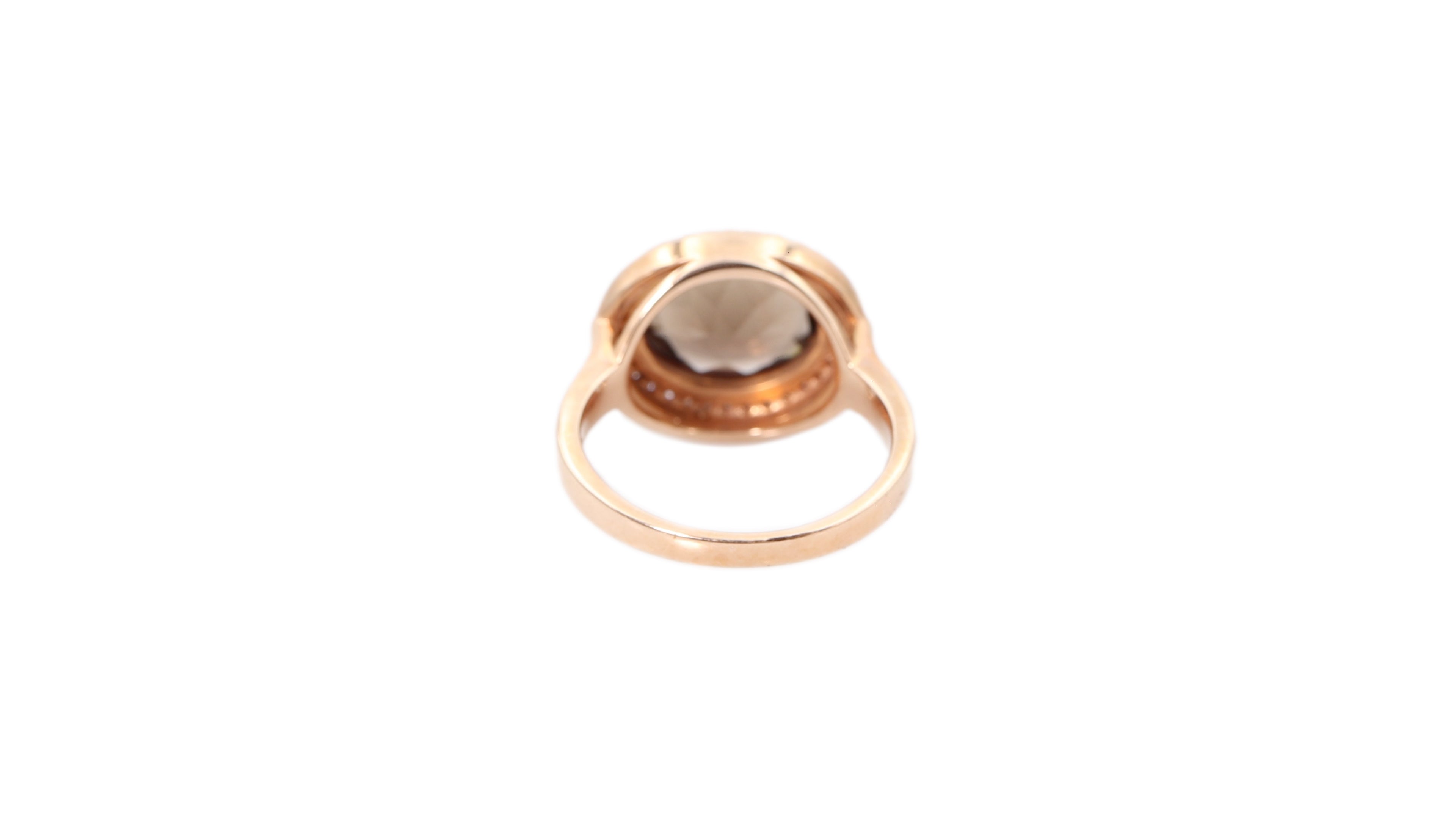 Smoky Topaz Oval with Diamond Halo in 14k Rose Gold