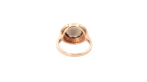 Smoky Topaz Oval with Diamond Halo in 14k Rose Gold