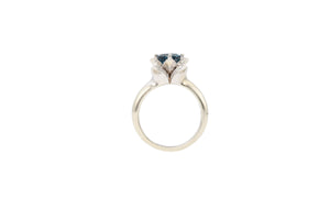 London Blue Topaz Flora Design 14k White Gold