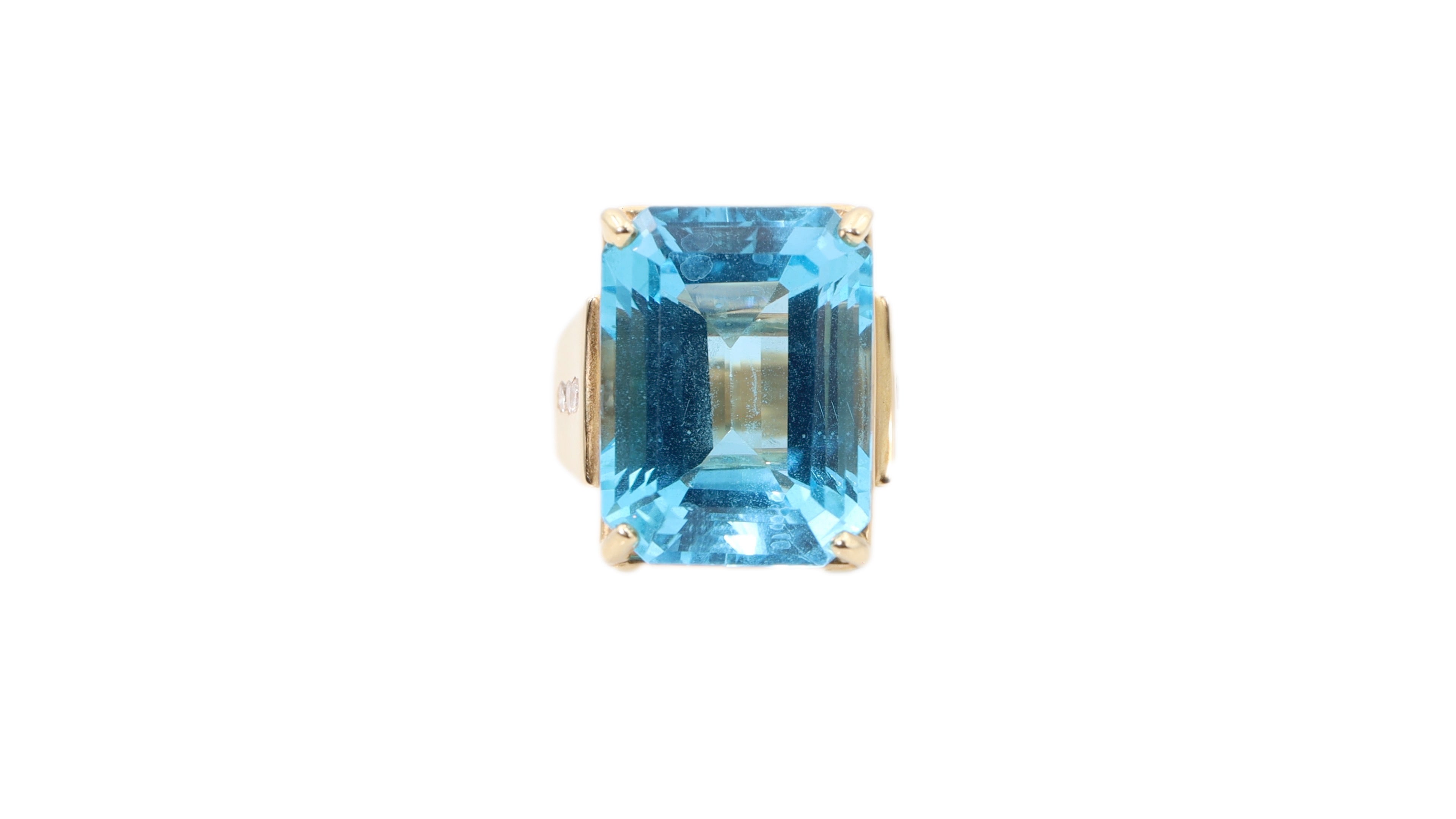 Blue Topaz and Diamond Ring in 14k Gold