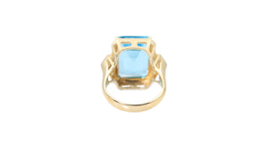 Blue Topaz and Diamond Ring in 14k Gold