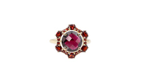 Checkerboard Garnet 10k Gold Ring