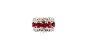 Diamond and Garnet Ring in 14k Yellow Gold