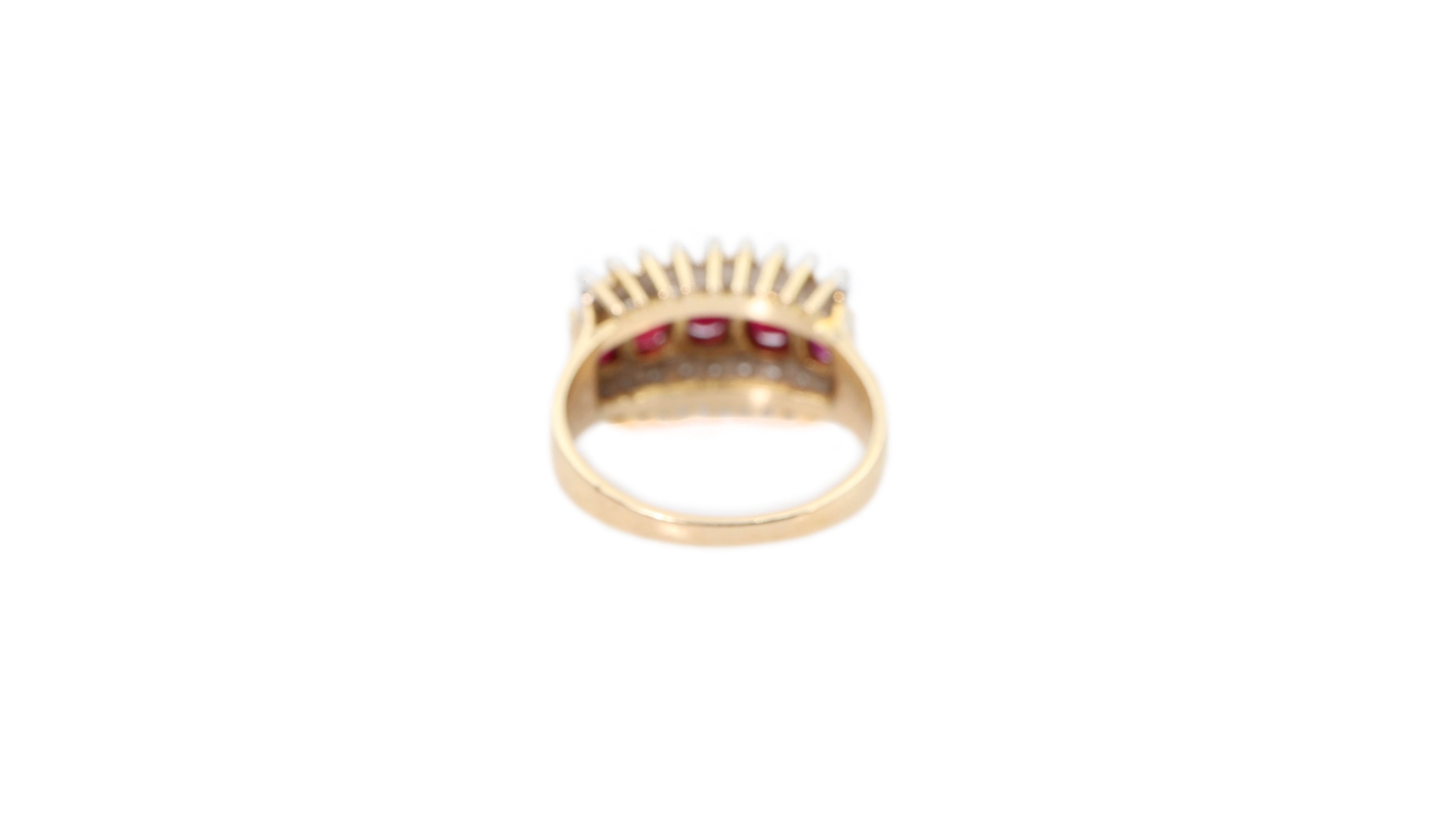 Diamond and Garnet Ring in 14k Yellow Gold