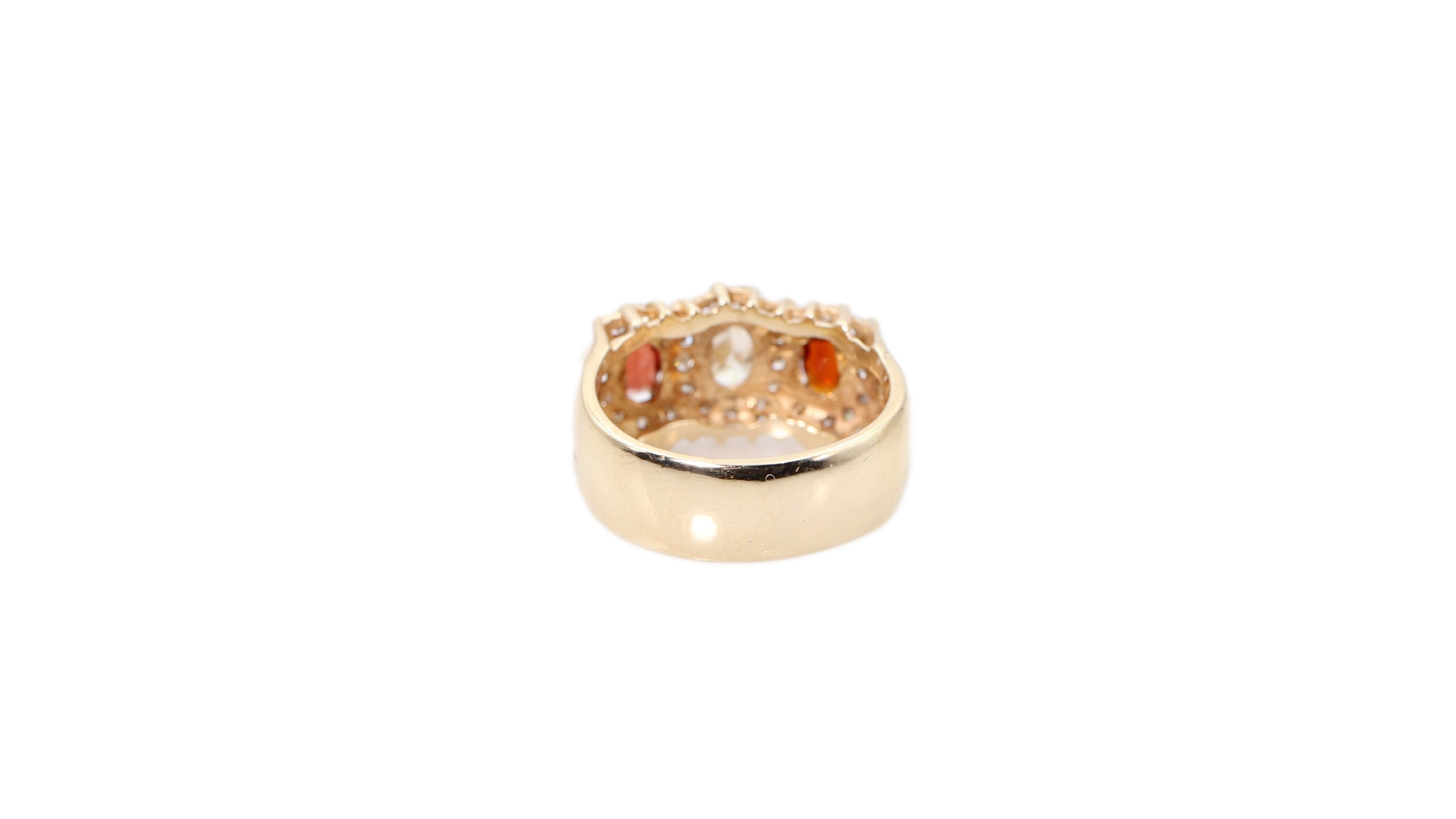 Diamond and Garnet Ring in 14k Yellow Gold