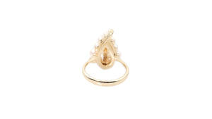 Pearl and Diamond Ring in 14k Yellow Gold