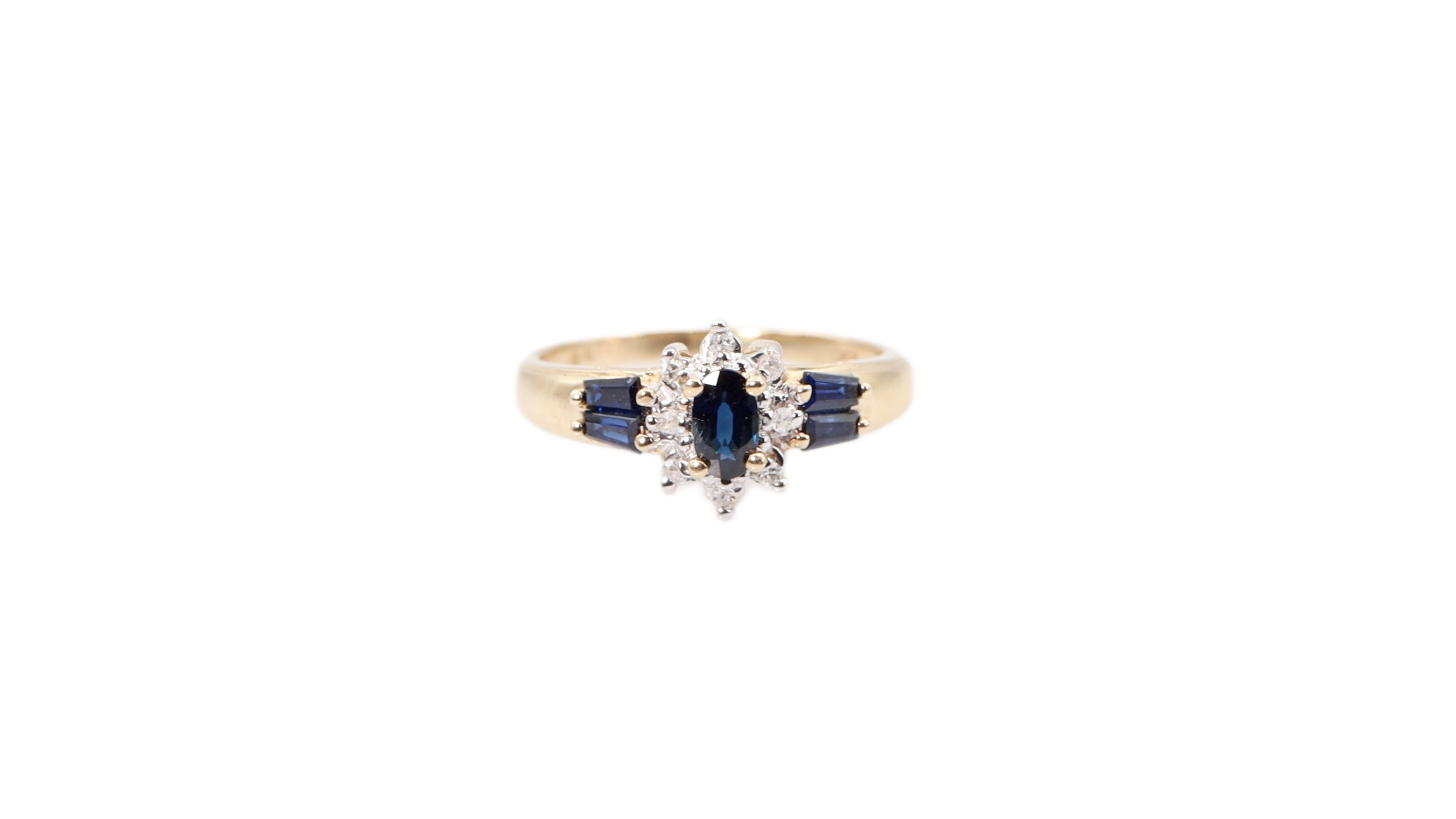 Oval Sapphire and Diamond Ring in 10k Yellow Gold