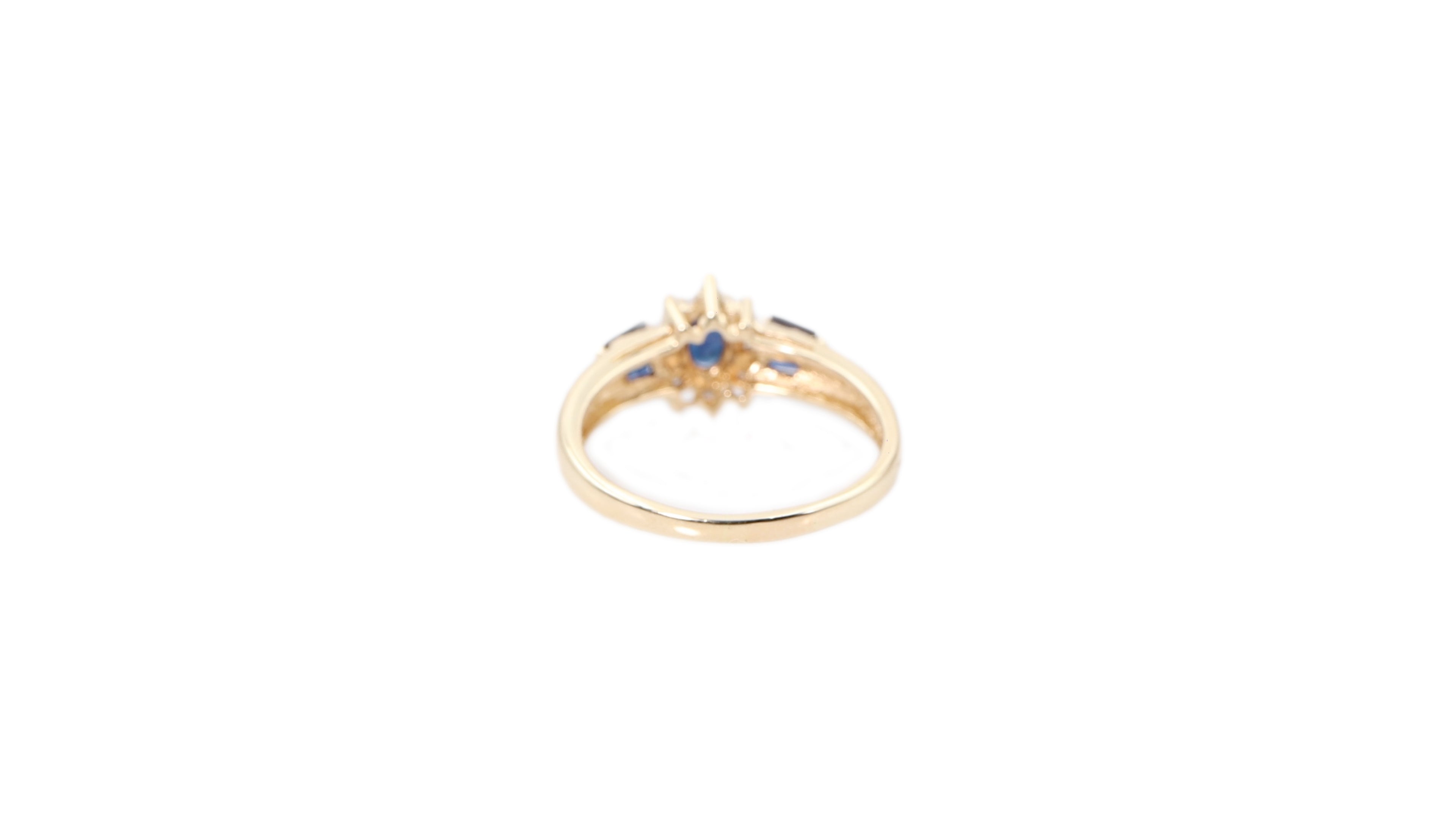 Oval Sapphire and Diamond Ring in 10k Yellow Gold