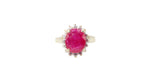 Load image into Gallery viewer, Oval Ruby with Diamond Halo in 14k Yellow Gold
