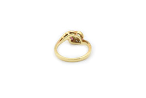 Pear Diamond and Pear Ruby Ring