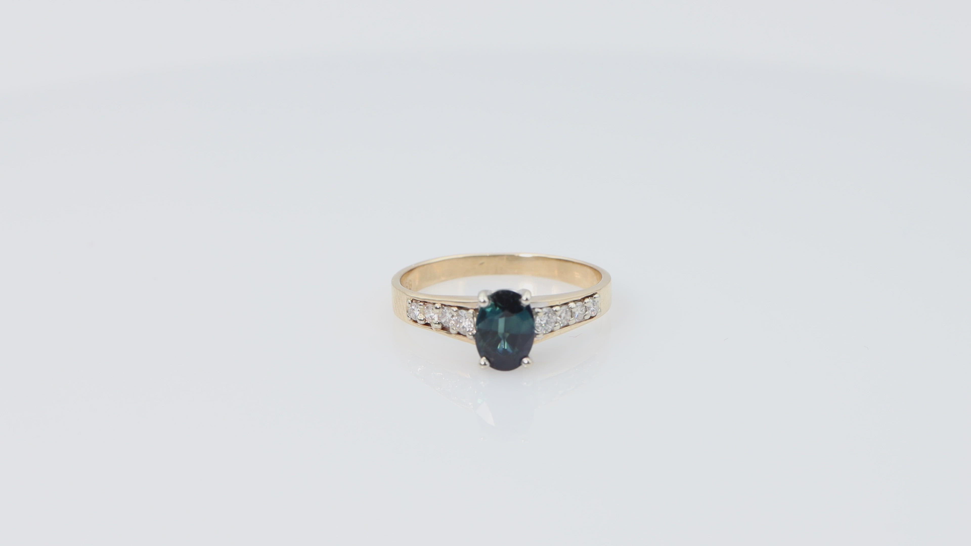 Oval Sapphire and Diamond Ring in 14k Yellow Gold