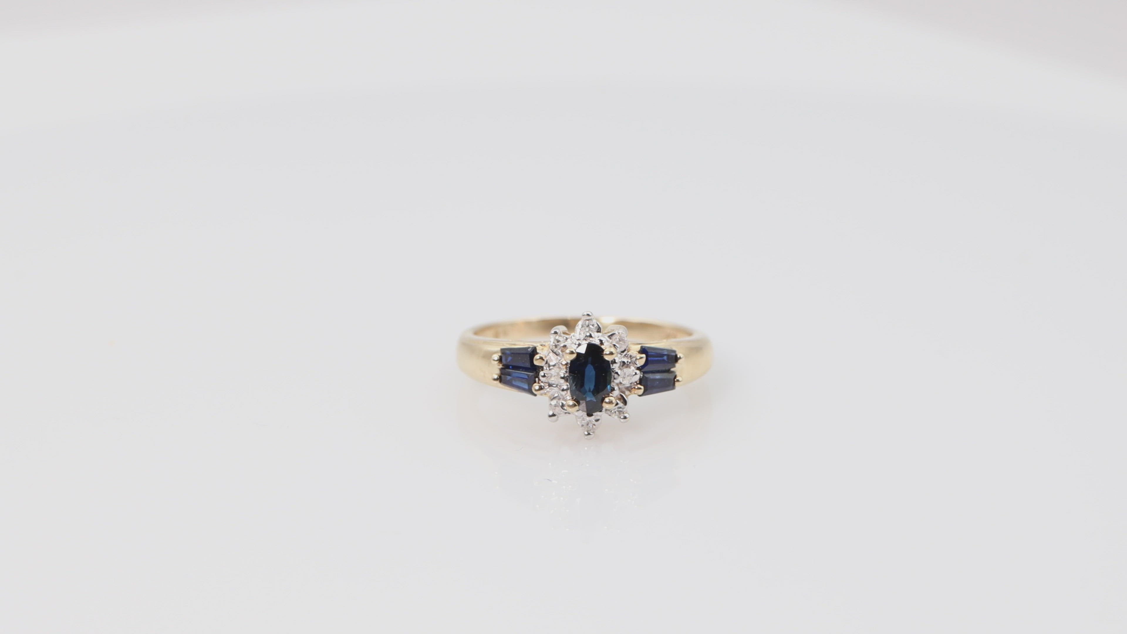 Oval Sapphire and Diamond Ring in 10k Yellow Gold