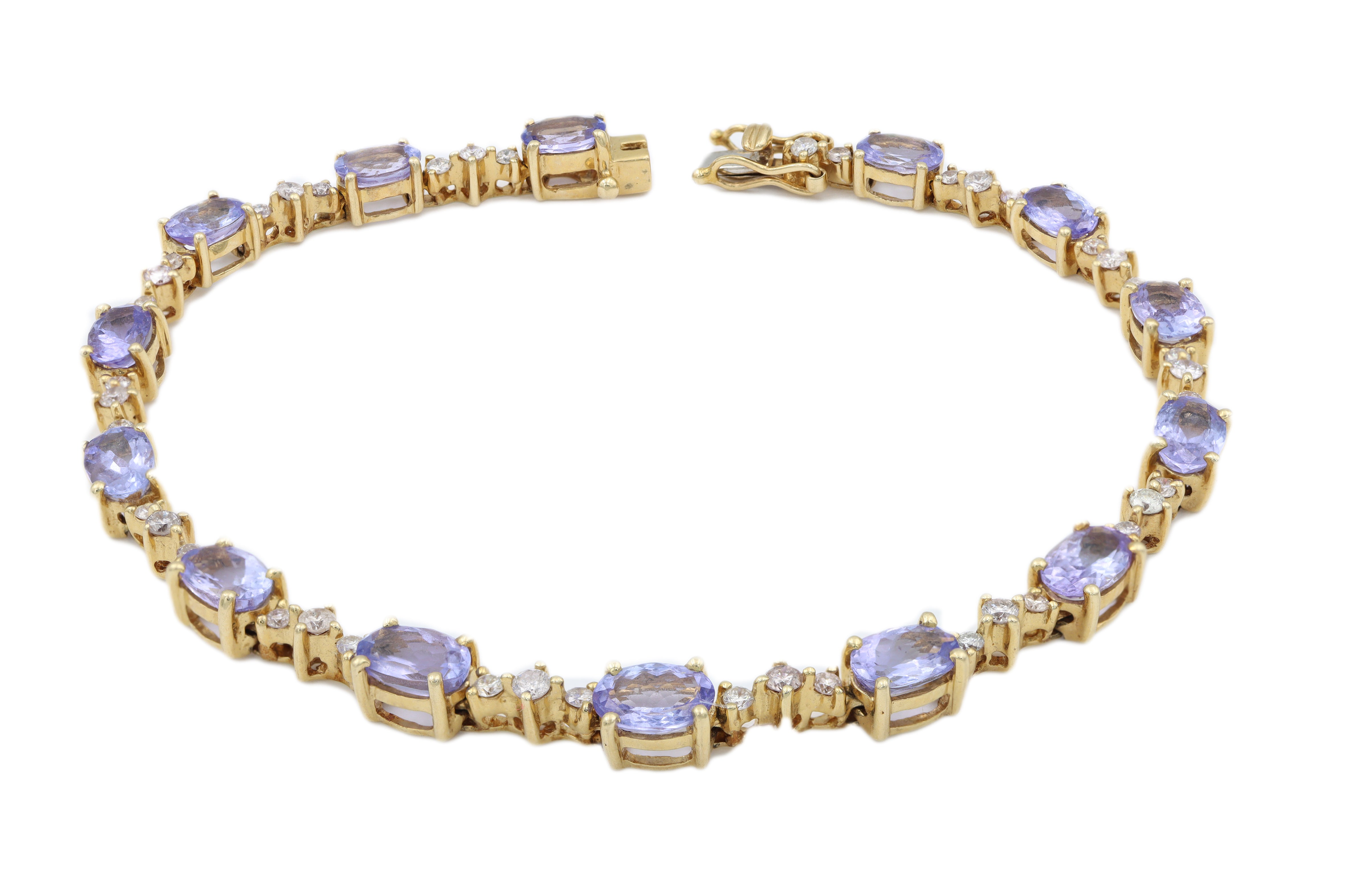 Oval Tanzanite Bracelet in 14k Yellow Gold