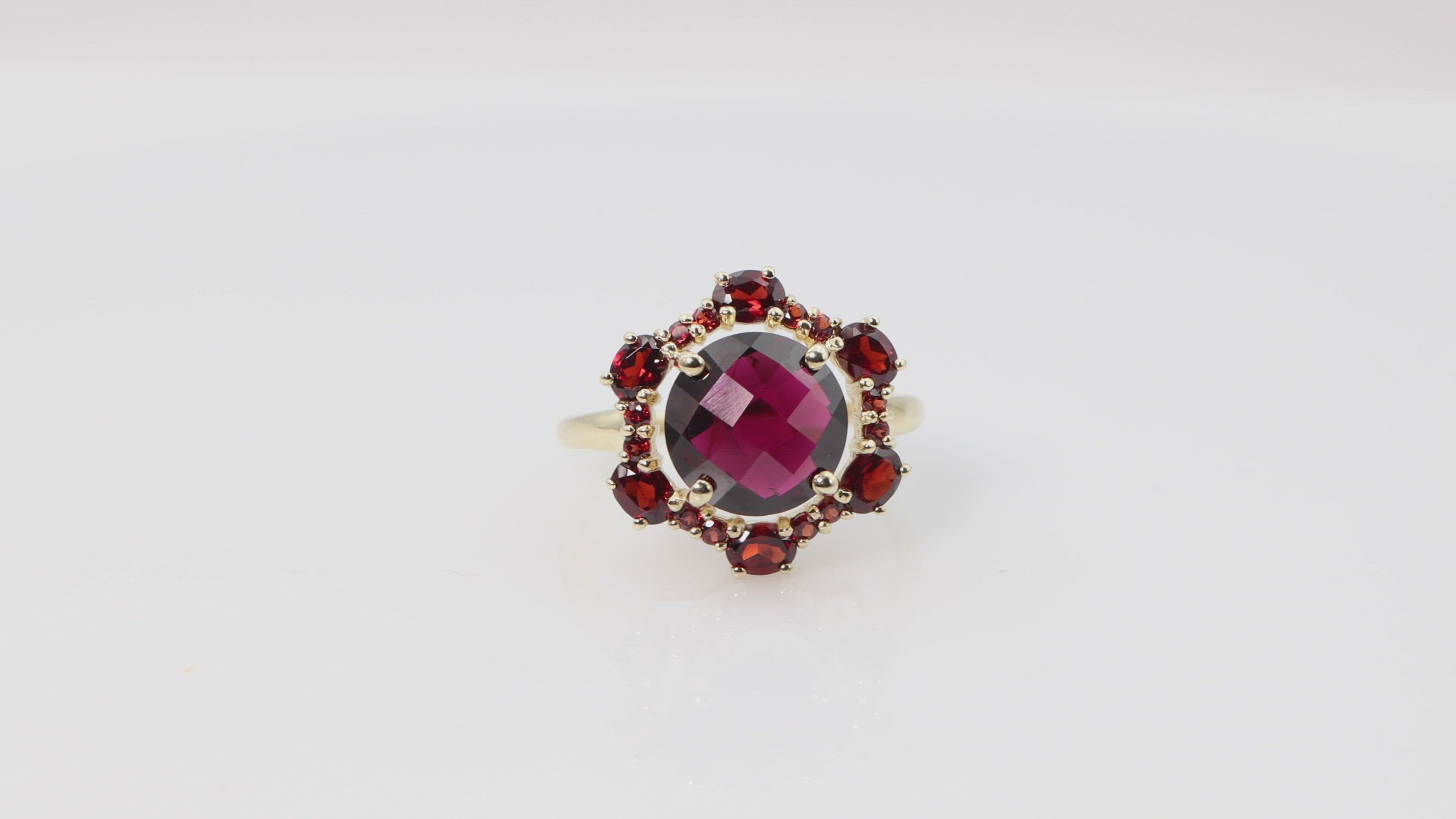 Checkerboard Garnet 10k Gold Ring