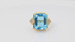 Load and play video in Gallery viewer, Blue Topaz and Diamond Ring in 14k Gold
