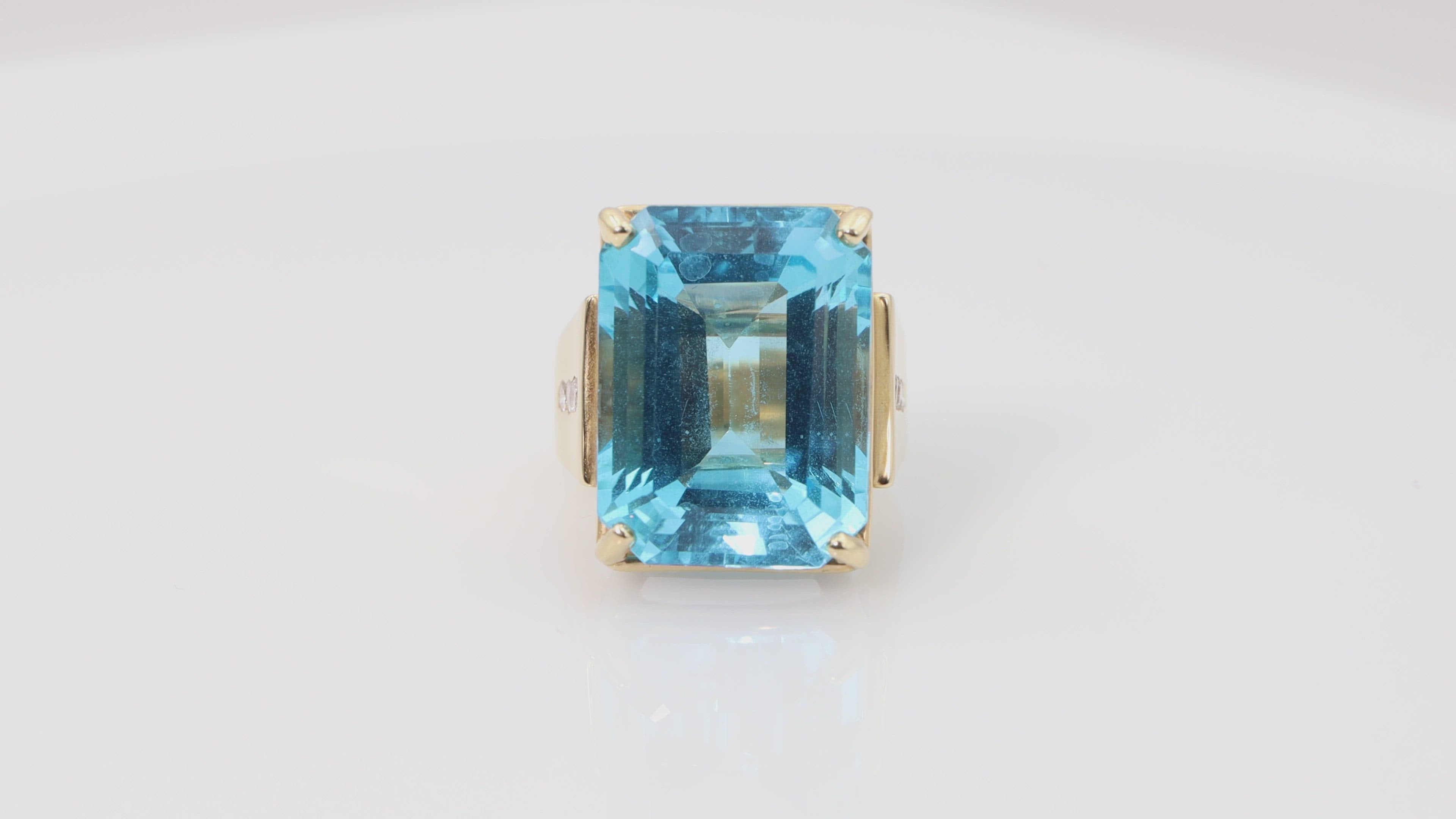 Blue Topaz and Diamond Ring in 14k Gold